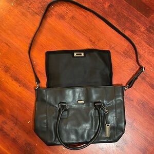 Black leather audrey brooke handbag with strap